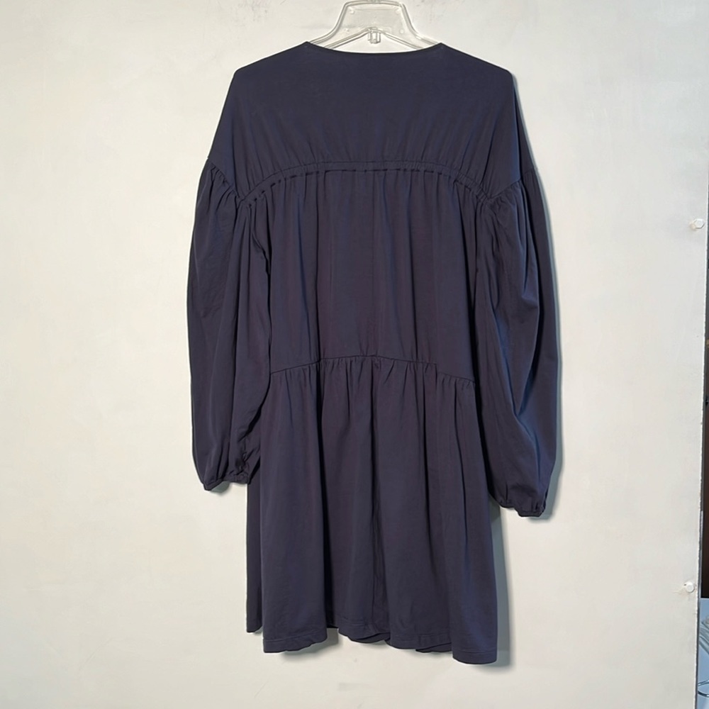 ASOS Peasant Tiered Oversized V-Neck Drawstring Chest 3/4 SLV Navy Mini 6 Tall - Picture 2 of 15